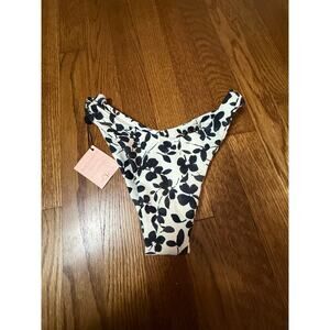 Skatie Black and White Floral Bikini Bottom